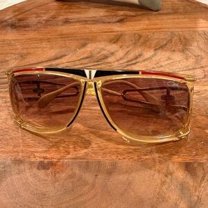 Canal vintage black Gold and Red Sunglasses w/ gradient lenses and enamel detail
